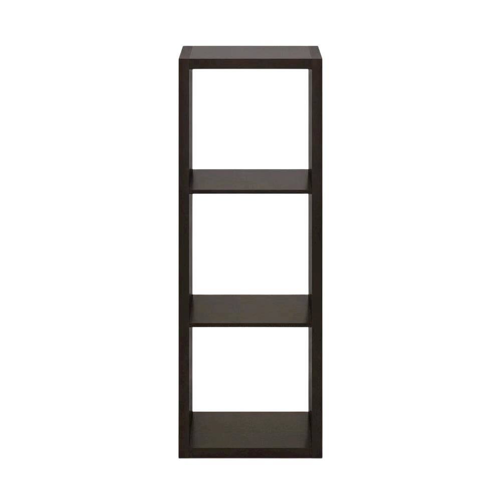 Back. FurniFact - Wooden bookcase with open shelving and sturdy construction - Dark Oak.