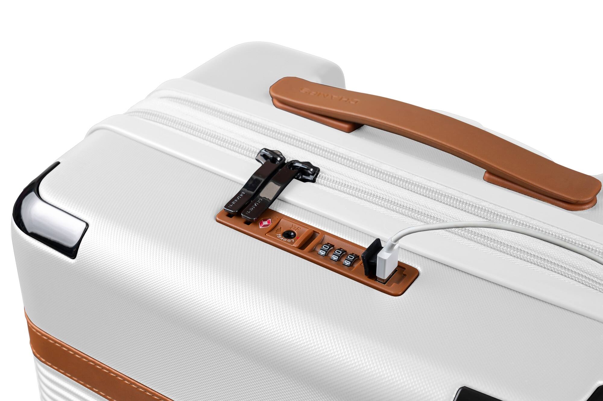 Back. Champs - Vintage III 3-Piece Hardside Luggage Set - Ivory.