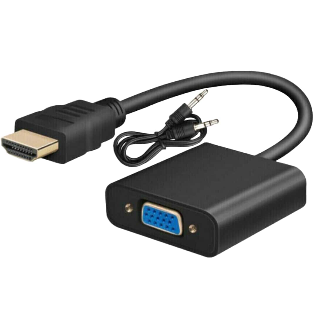 Sanoxy - HDMI TO VGA HDMI Male To VGA Female Converter Adapter With Audio 1080P Support - Black