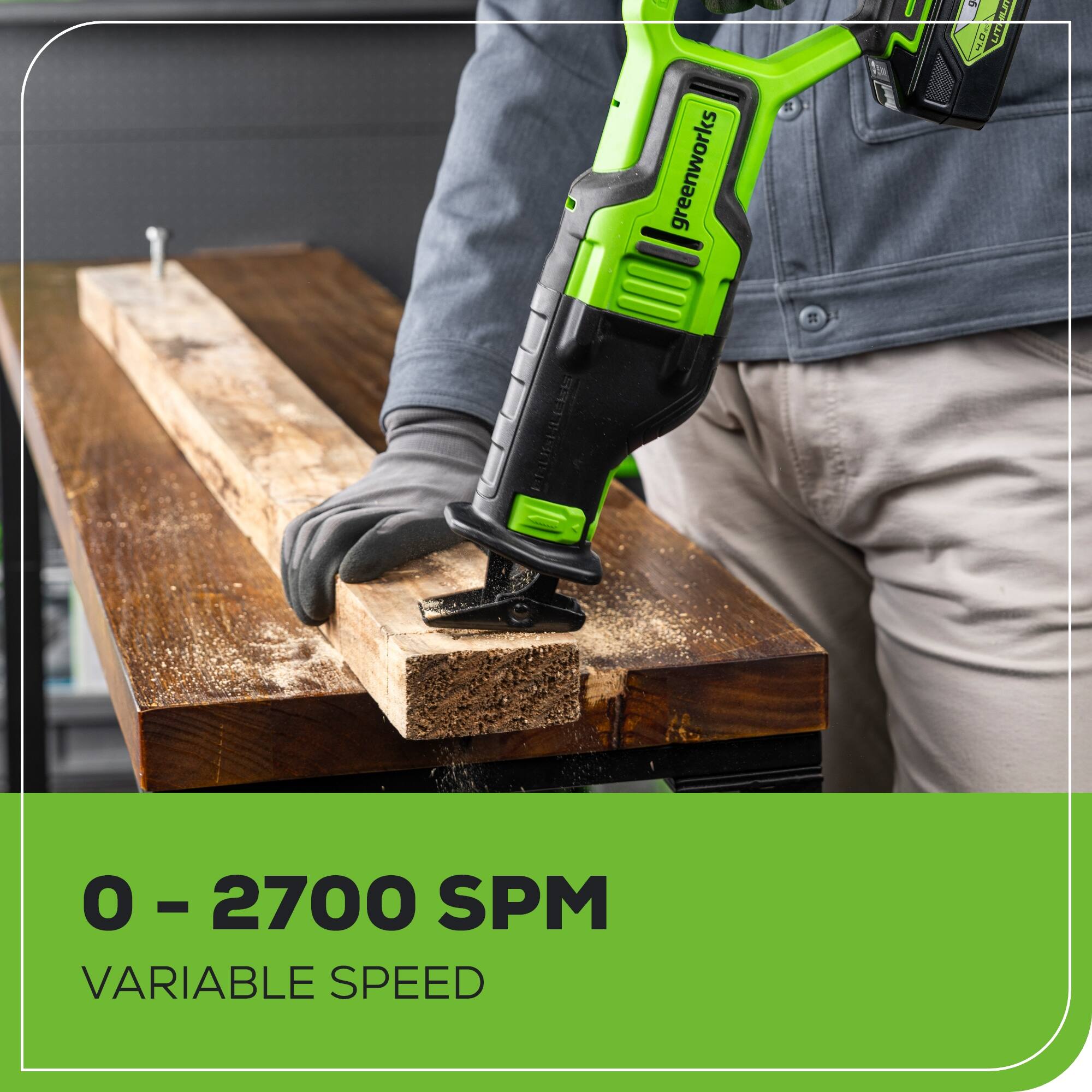 greenworks  
0 - 2700 SPM  
VARIABLE SPEED