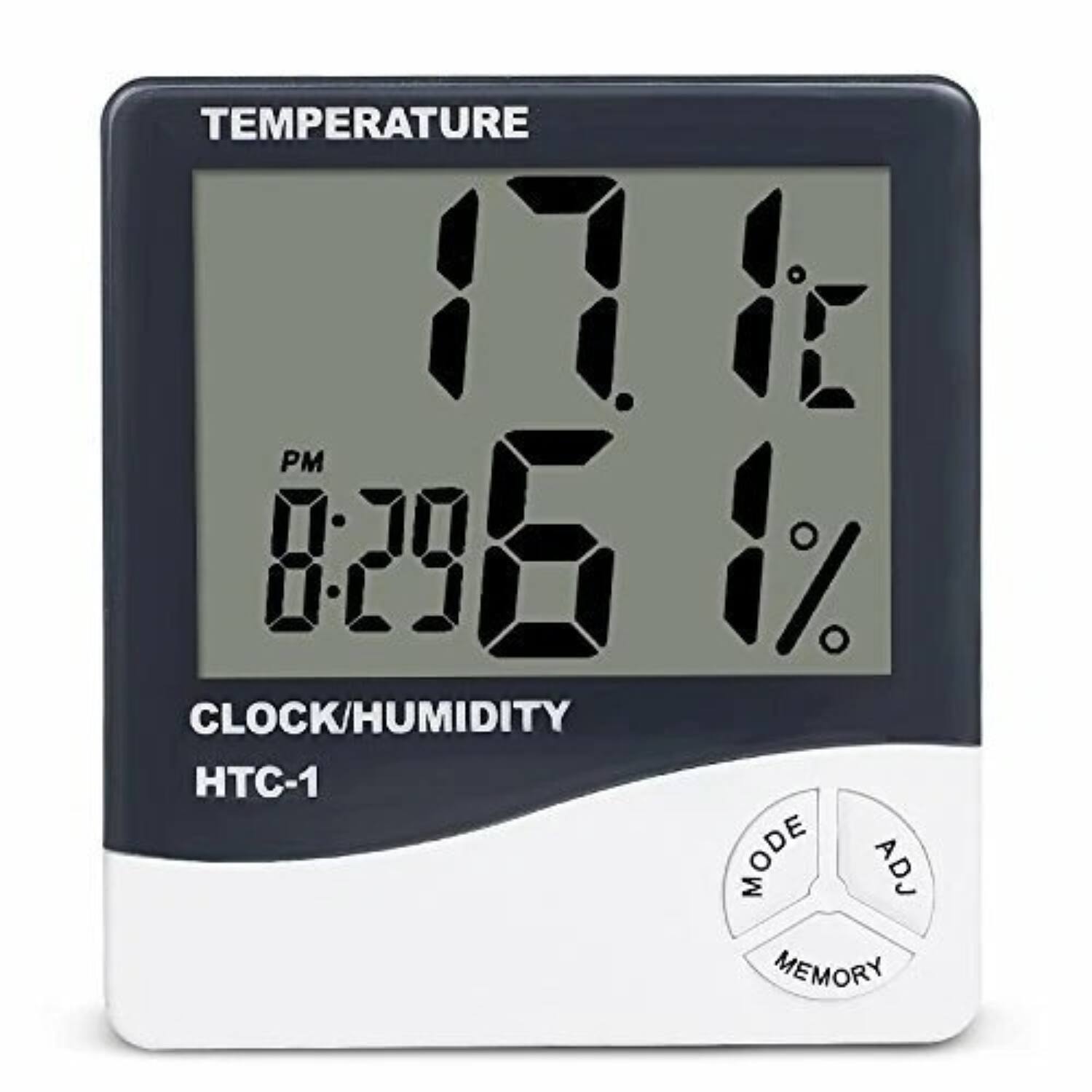 Stock Preferred - Digital Indoor Thermometer Hygrometer with LCD Display - White