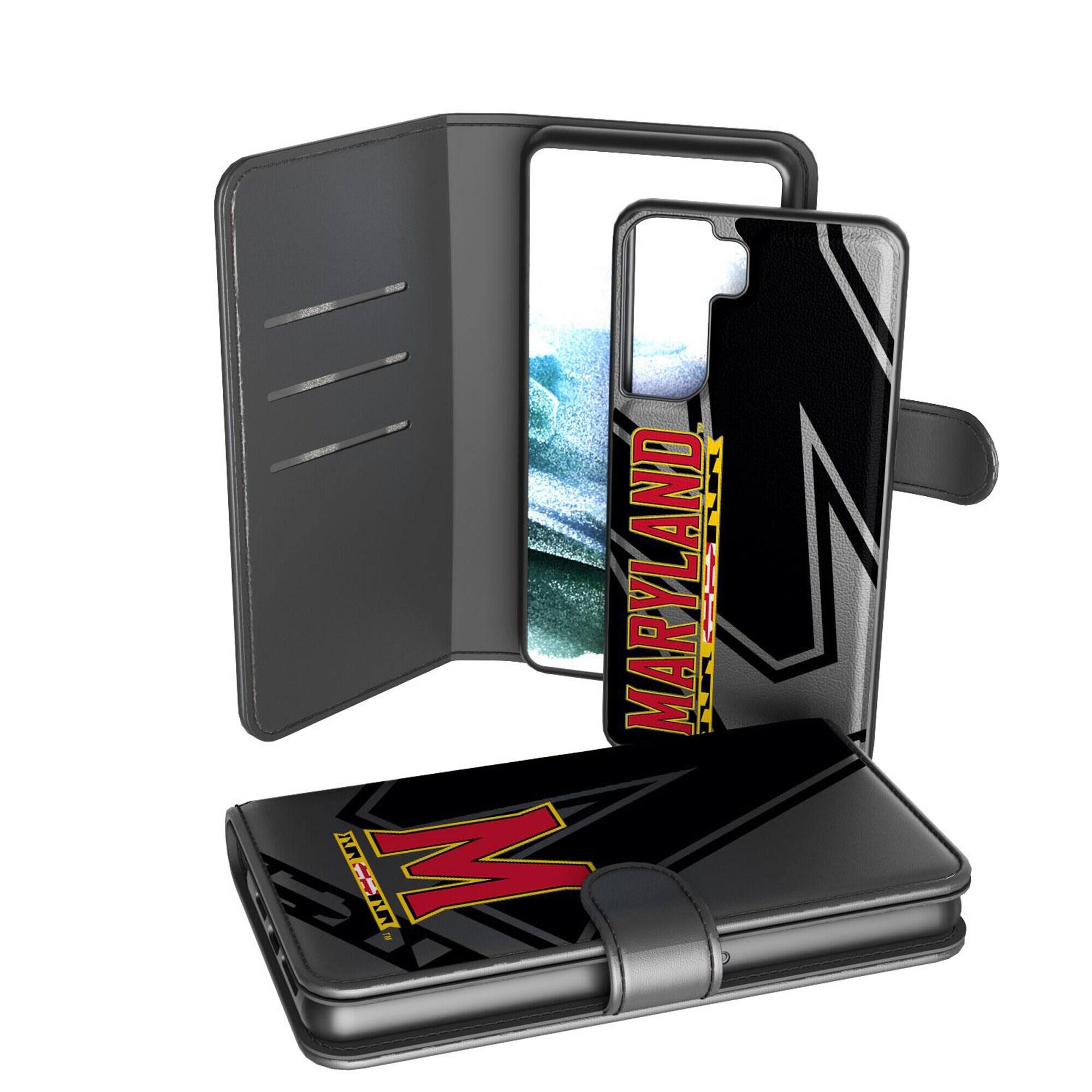 Front. Keyscaper - Maryland Terrapins Galaxy Mono Tilt Wallet Case - S10 Plus - Black.