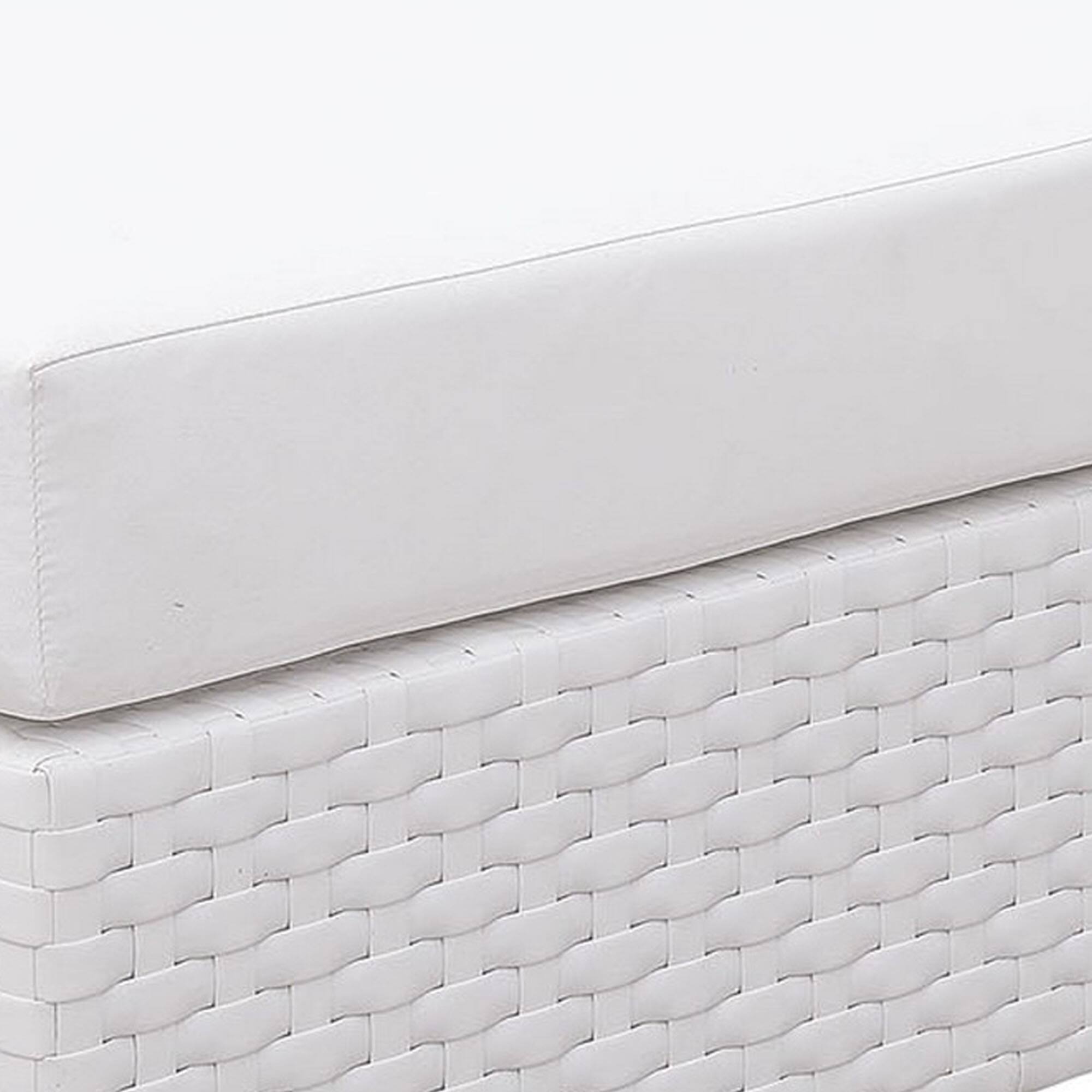 Alt View 3. Manhattan Lane - Faux Polyester and Aluminum Square Ottoman with Padded Seat Cushion - White.