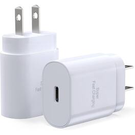 Entronix - 25W USB-C Wall Charger - 2-Pack Fast Charging Adapters for iPhone, Pixel, and Galaxy Devices - White