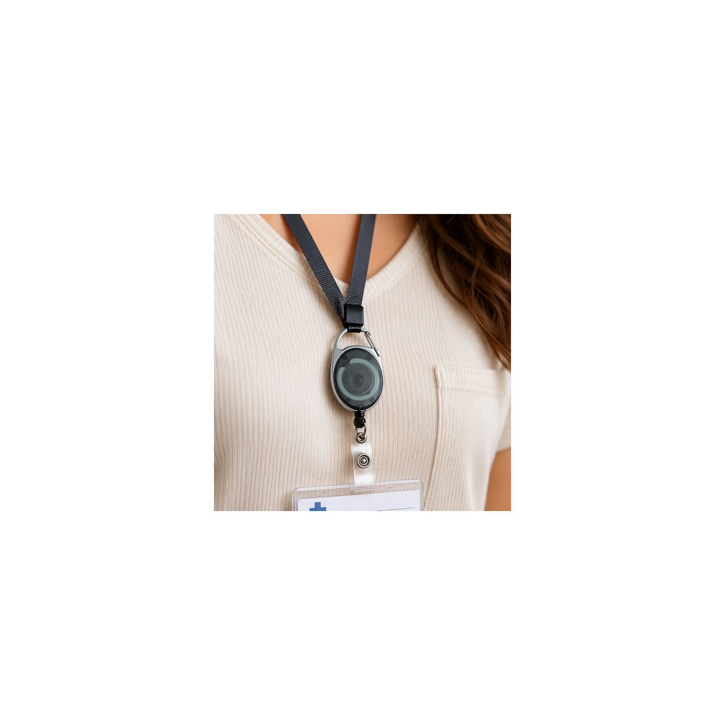 Alt View 11. Staples - Metal Carabiner Badge Reels, 30" Retractable Cord Length, Metal, 10/Pack - Smoke.