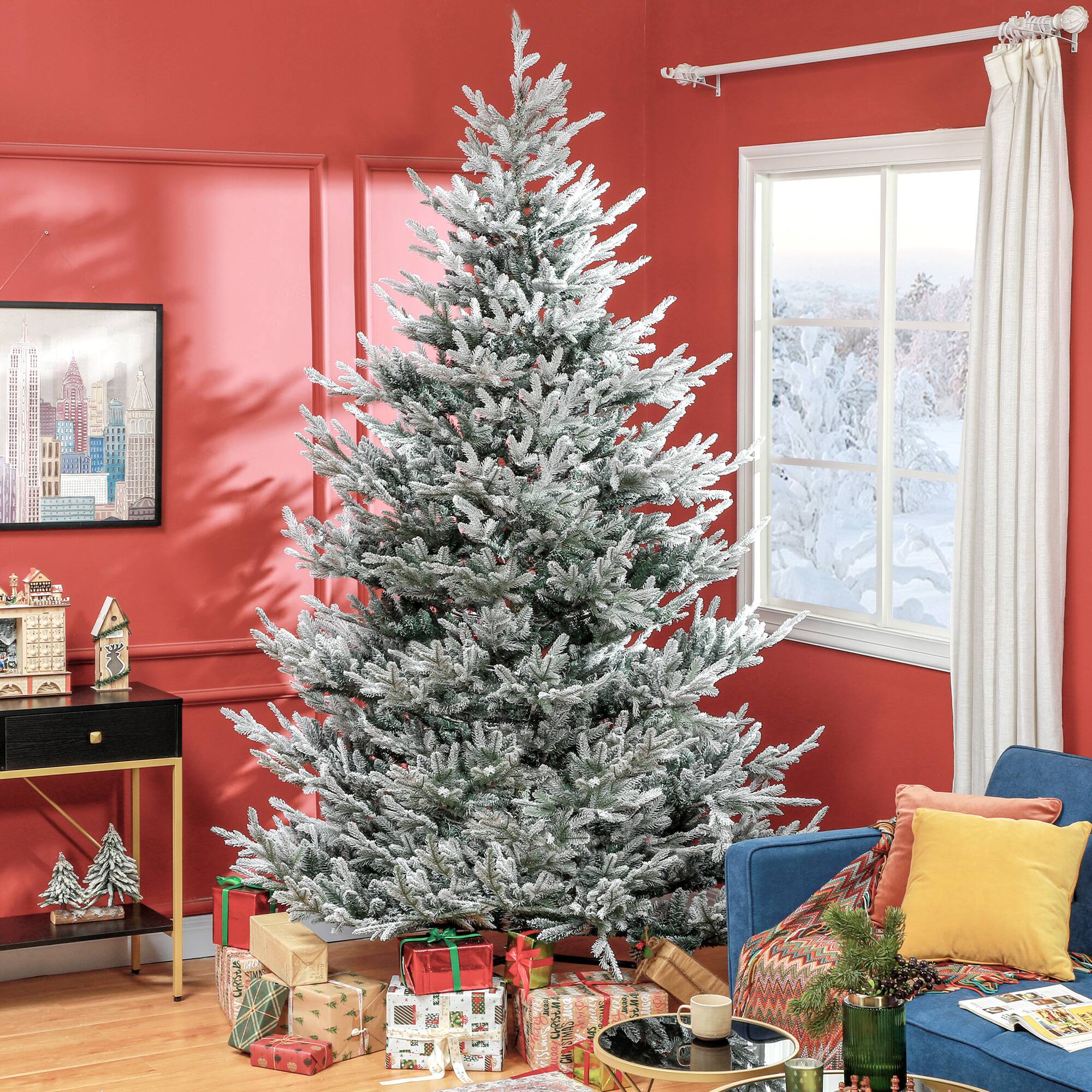 Alt View 1. Homcom - Artificial Christmas Tree, Nordic Pine Hinged, 1939 Realistic Branches, Wide Steel Base, Auto Open - green.