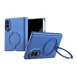 Dteck - Magnetic Case with Built-in Screen Protector for Samsung Galaxy Z Fold8 Shockproof Hinge Protection Ring Kickstand - Blue