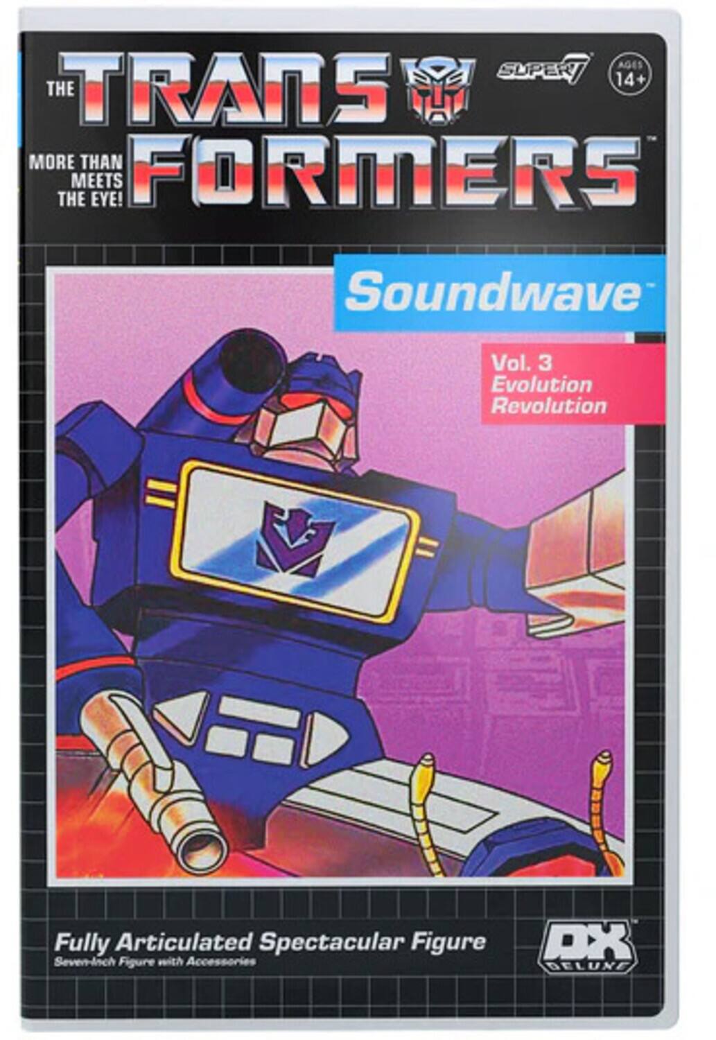 SUPER! AGES 14+ THE TRANSFORMERS MORE THAN MEETS THE EYE! FORMERS Soundwave Vol. 3 Evolution Revolution V Fully Articulated Spectacular Figure Seven-Inch Figure with Accessories DX DELUXE