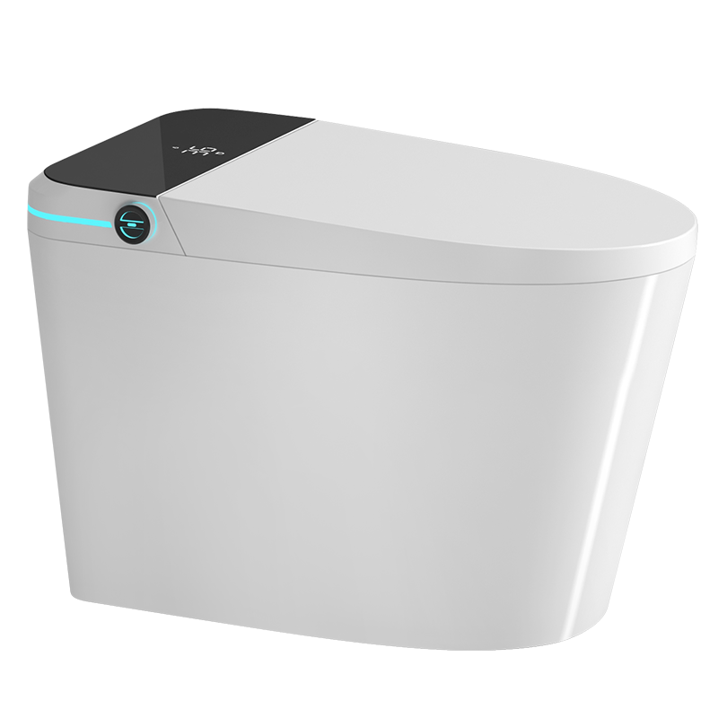 Alt View 4. Tiramisubest - Modern Smart Toilet with Bidet Seat Built-in,Auto Open/Close Seat,Foot Sensor,LED Display,Night Light,Warm Water & Dryer - White.