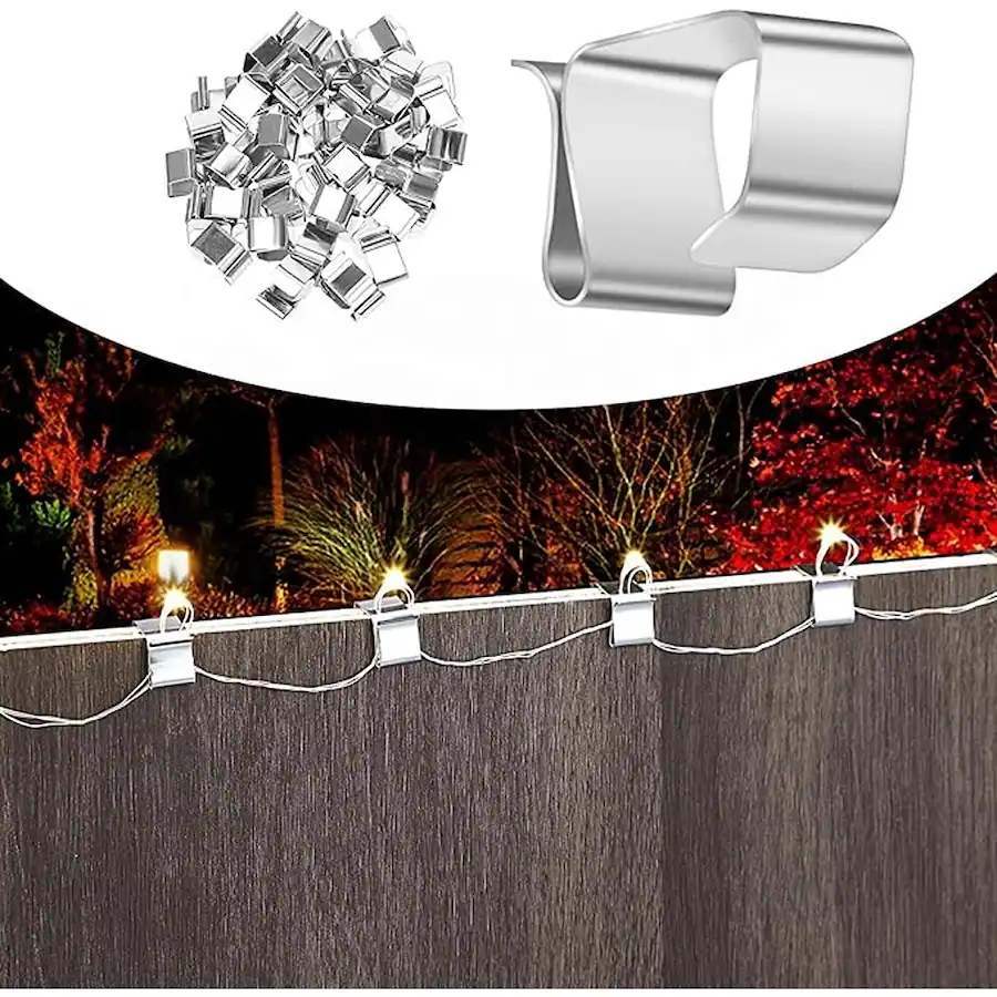 PARKER SLATER 50 Pcs Silver Metal Gutter Clips for Outdoor String ...