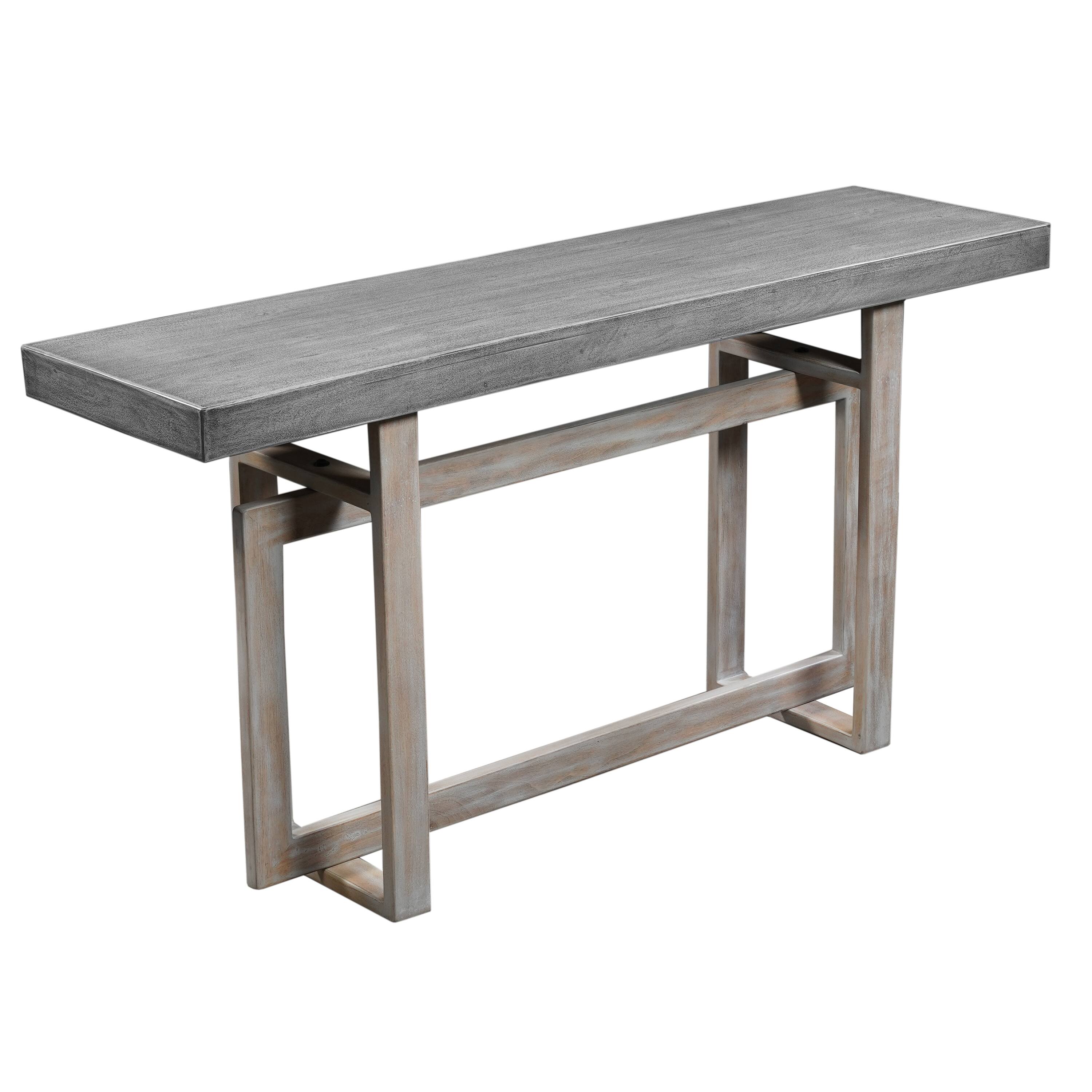 Alt View 3. Manhattan Lane - 59 Inch Artisan Sideboard Console Table with Geometric Interlocked Base - Gray.