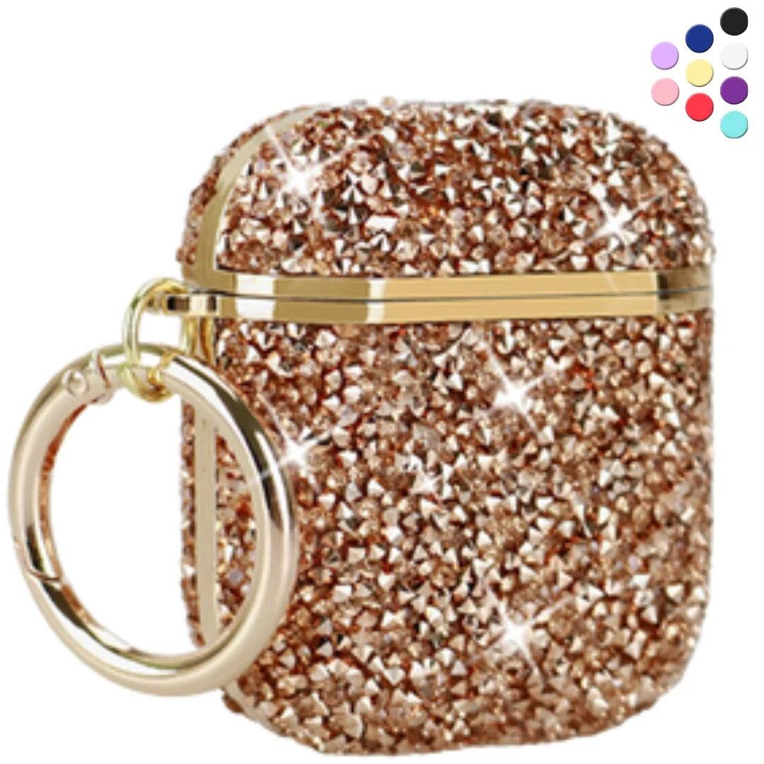 Left. Entronix - Entronix Luxury Diamond Case for AirPods 1st and 2nd Generation - Rose.