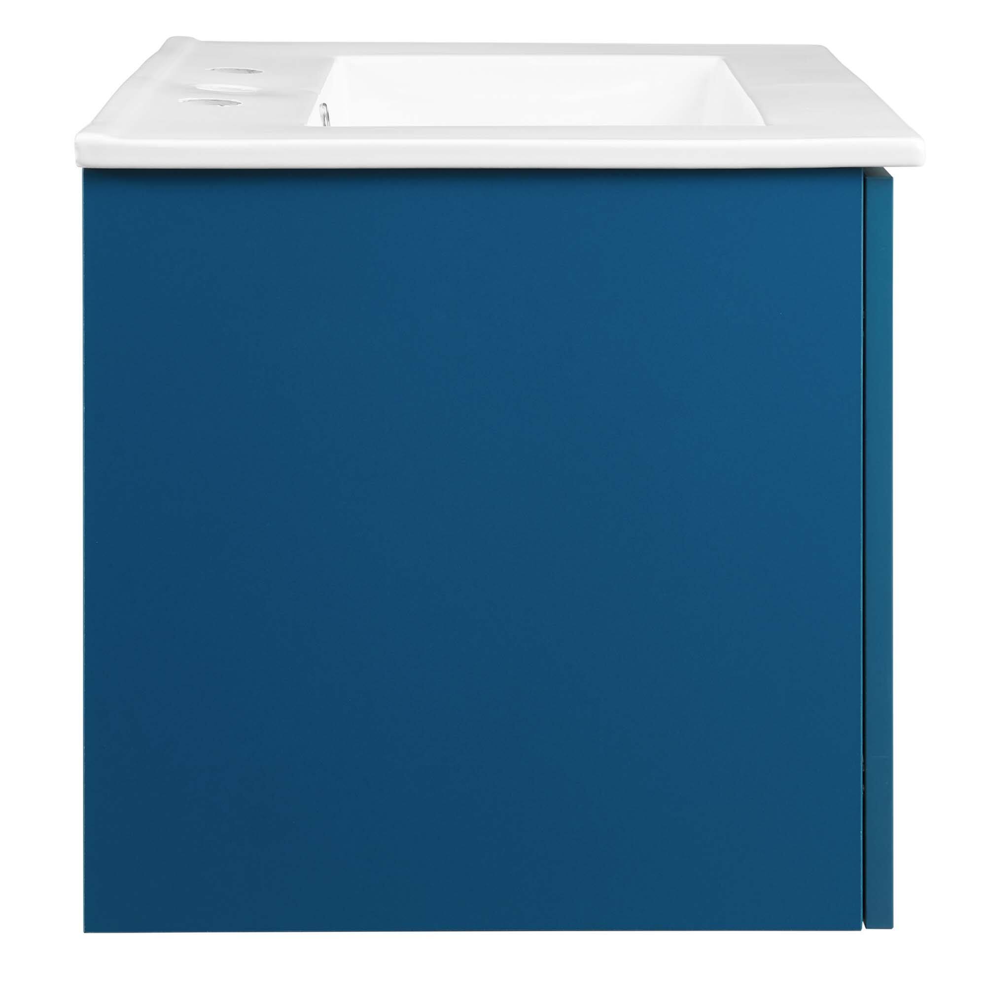 Alt View 2. Modway - Maybelle Wall-Mount Bathroom Vanity Basin Included - Navy White.
