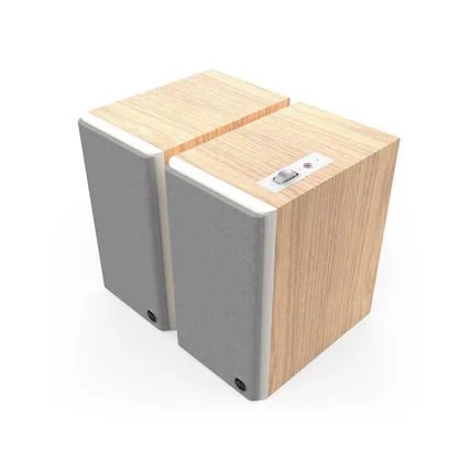 Angle. Klipsch - The Fives II Powered Bookshelf Speakers (Pair) - Red Oak.
