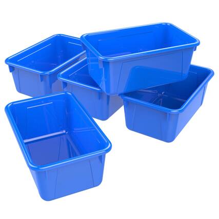 Front. Storex - Storex Small Cubby Bin, Blue, Pack of 5.
