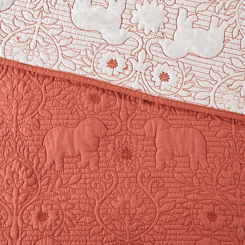 Alt View 5. Gracie Mills - Gracie Mills Maryann 3-Piece Reversible Cotton Quilt Set with Elephant Design - Coral.