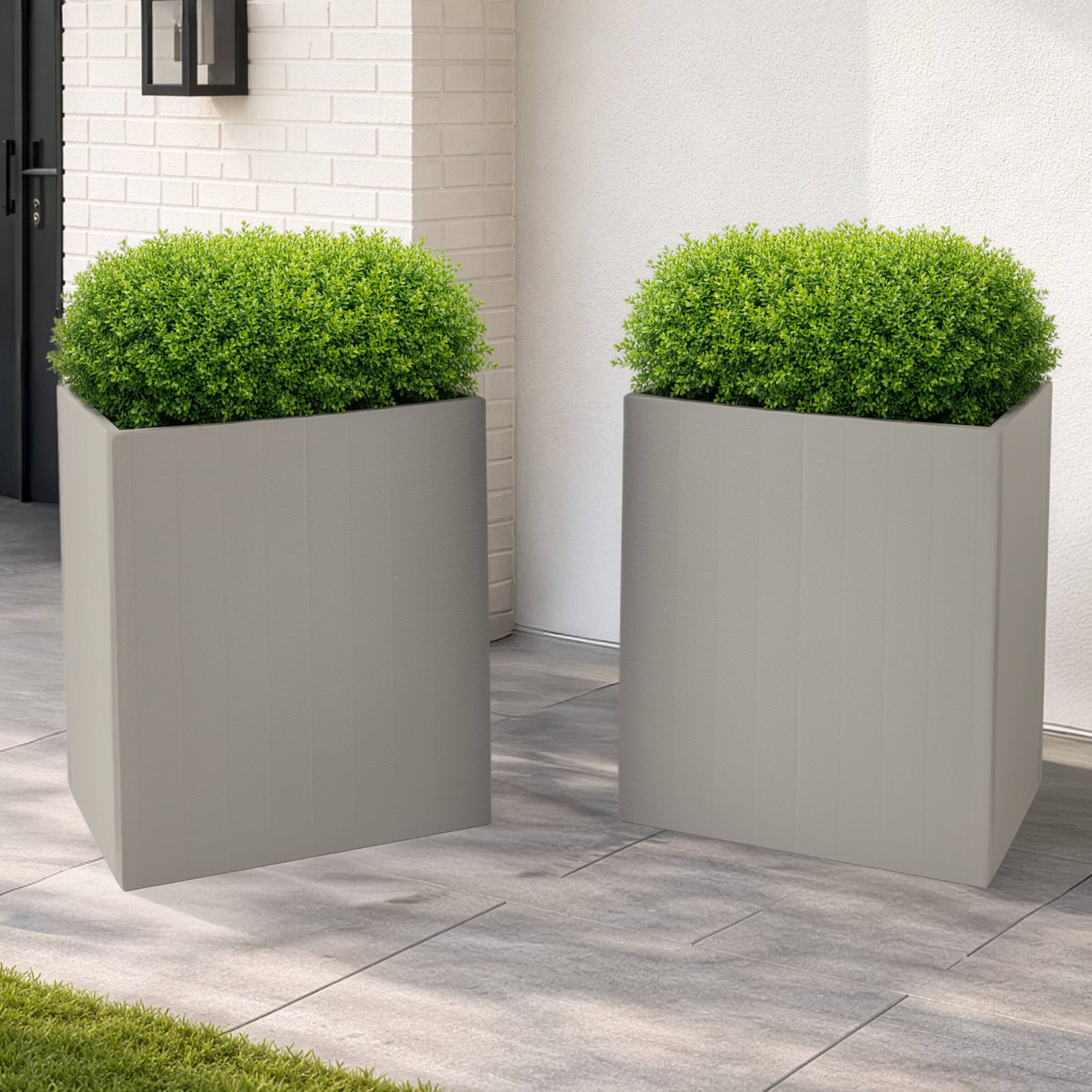 Alt View 6. Pure Garden - 2-Pack Large Outdoor Planters 19.6-Inch Tall Planters Plastic Flower Pots for Patio, Entryway, or Front Porch Decor.