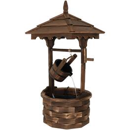 Sunnydaze - Old-Fashioned Wood Wishing Well Water Fountain with Liner - 48 in - Brown