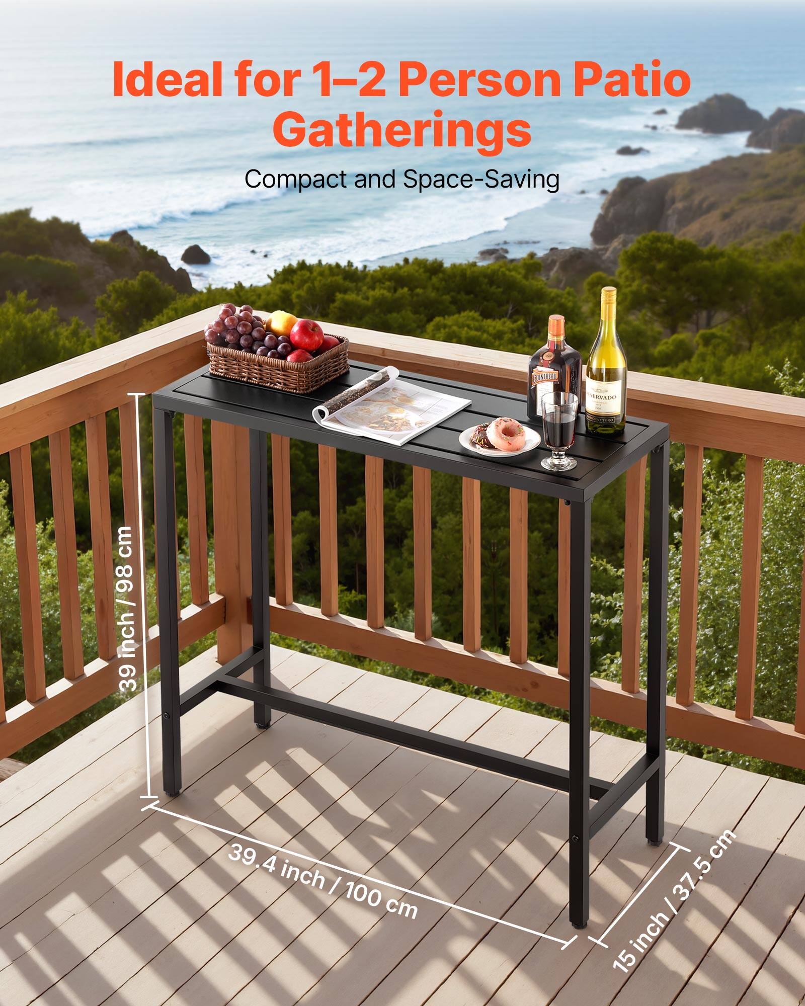 Ideal for 1-2 Person Patio Gatherings  
Compact and Space-Saving  

39.4 inch / 100 cm  
39.4 inch / 100 cm  
15 inch / 37.5 cm