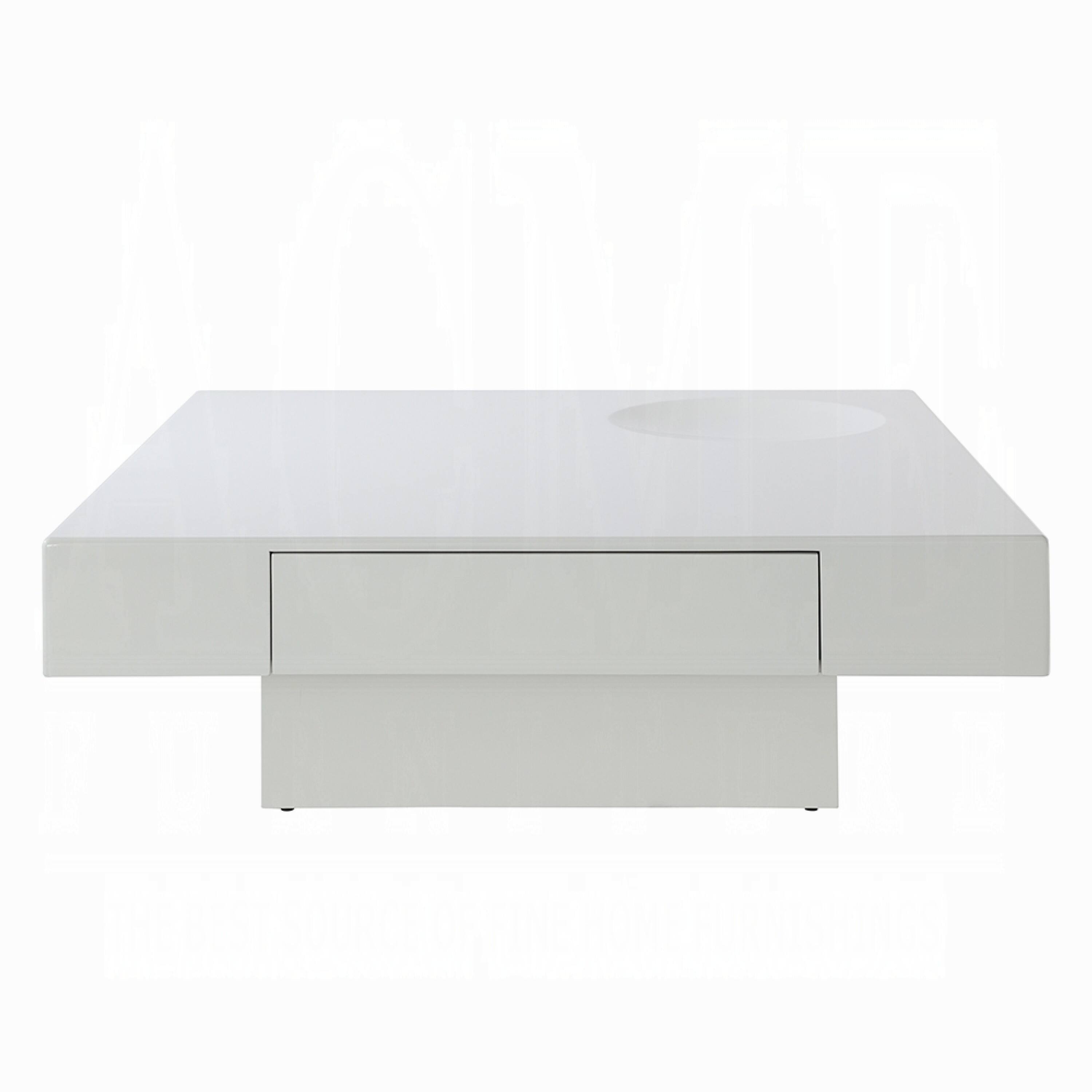 Alt View 1. Manhattan Lane - Keya Coffee Table, 43 Inch Square Plinth Top, High Gloss White Finish - Glossy White.