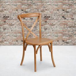 Emma + Oliver - Stackable Wood Cross Back Dining Chair - Oak