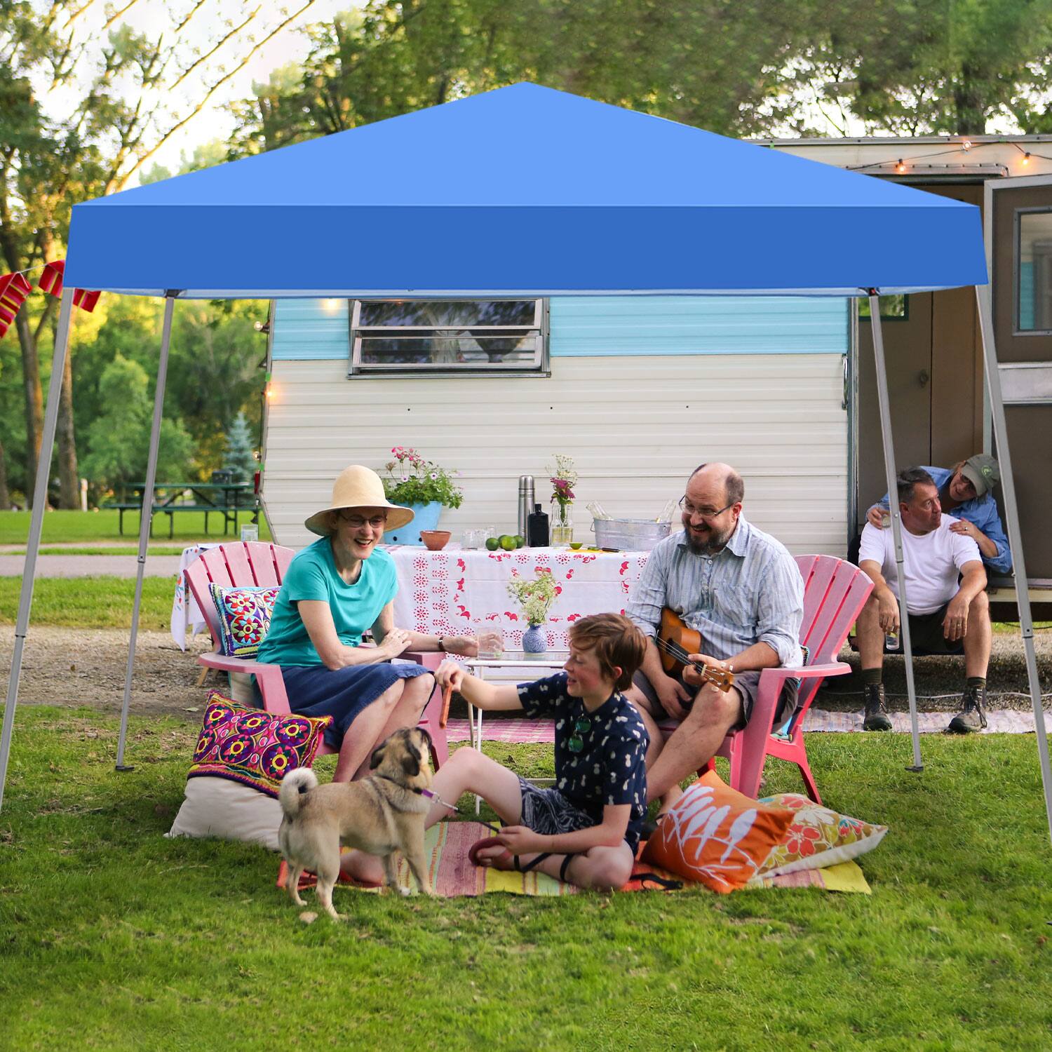 Angle. Ainfox - Ainfox 10x10 Pop Up Canopy Tent,Slant Legs with Carrying Bag,8x8 Foot Cover Included,Folding Gazebo Shelter - Blue.