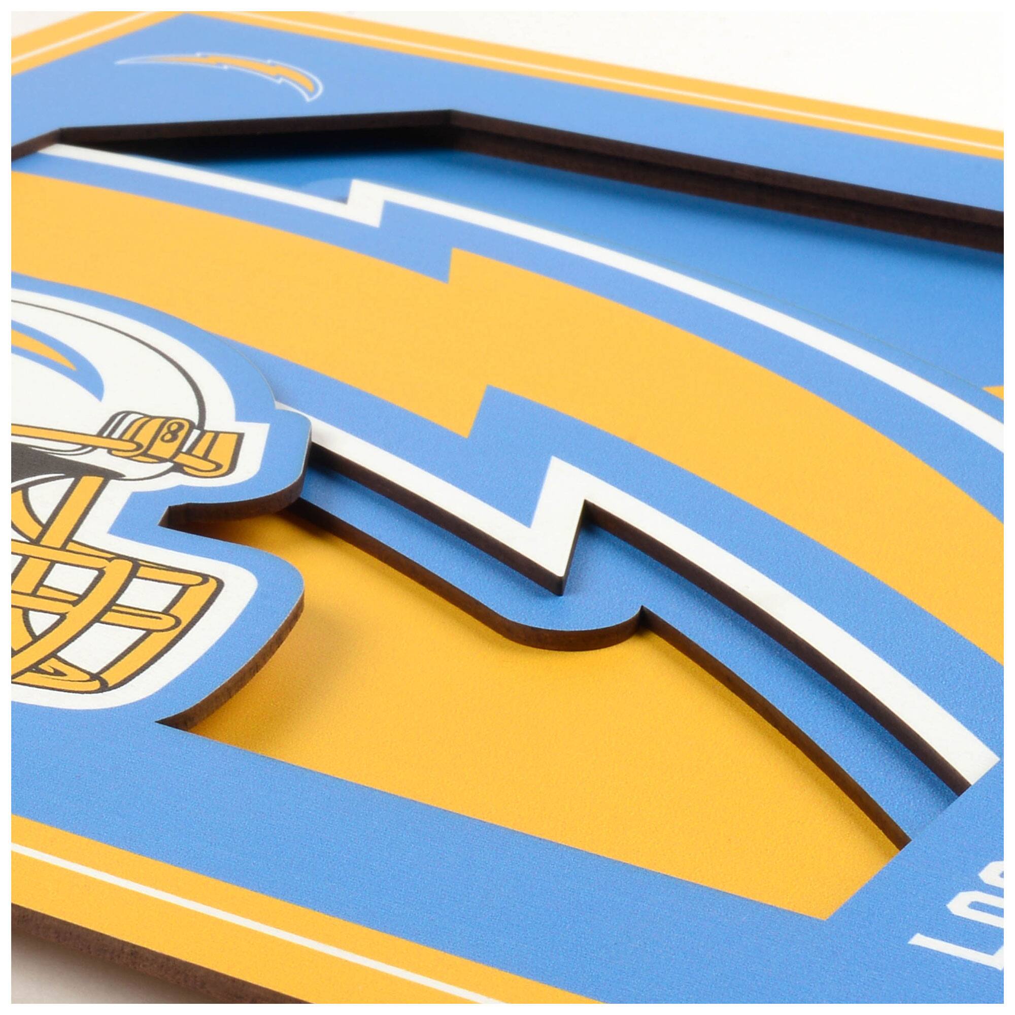 Alt View 1. YouTheFan - Los Angeles Chargers 12'' x 12'' 3D Logo Wall Art - Multicolor.