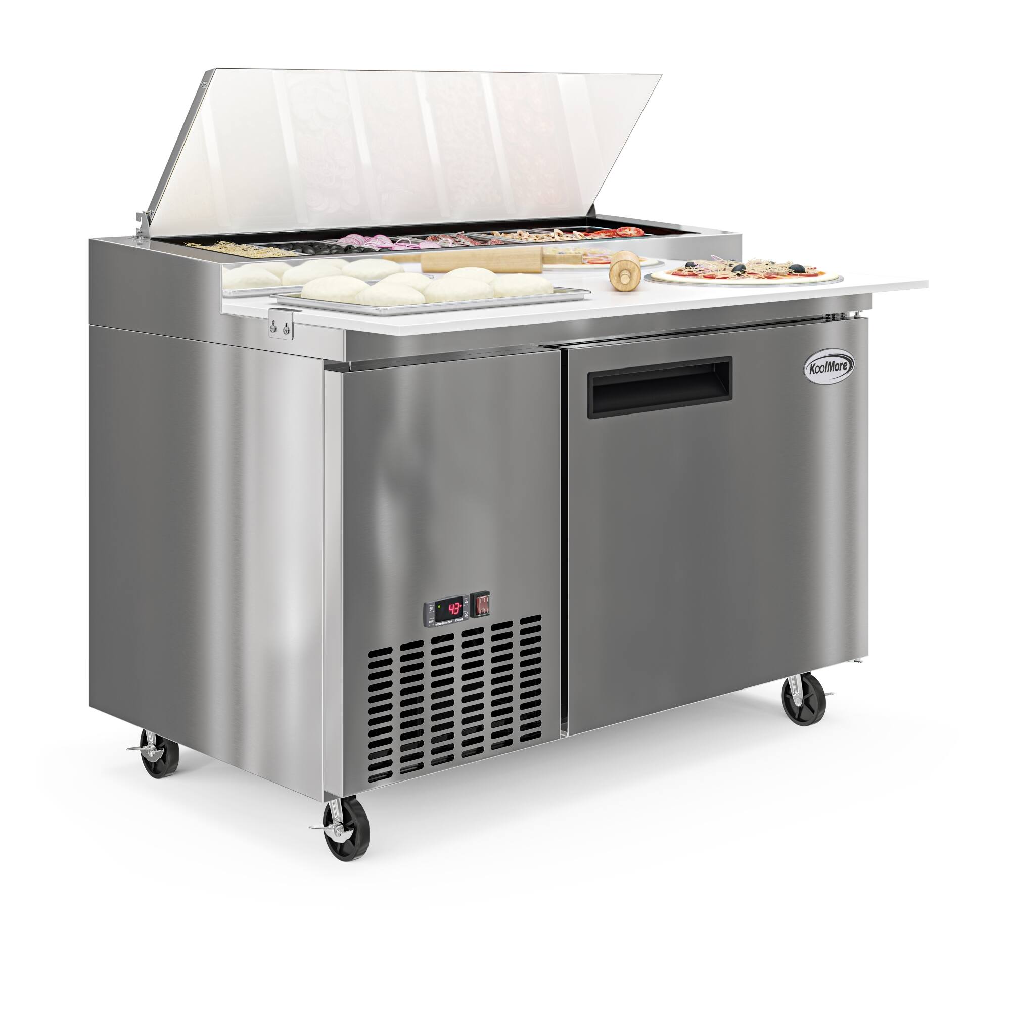 Front. Koolmore - 50 in. One Door Commercial Pizza Prep Refrigerator in Stainless-Steel (KM-RPPS-1DSS) - Stainless-Steel.