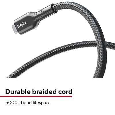 Staples Durable braided cord  
5000+ bend lifespan