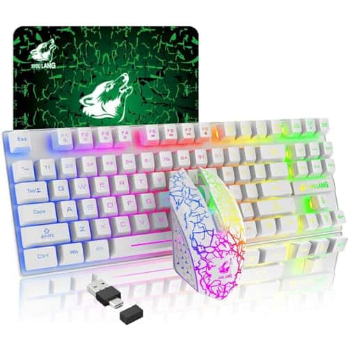 Earthley Blooms - Wireless Gaming And Mouse Combo Rainbow Backlit Rechargeable 3800mah Mechanical Feel Waterproof Rgb Mute - White-Keyboard