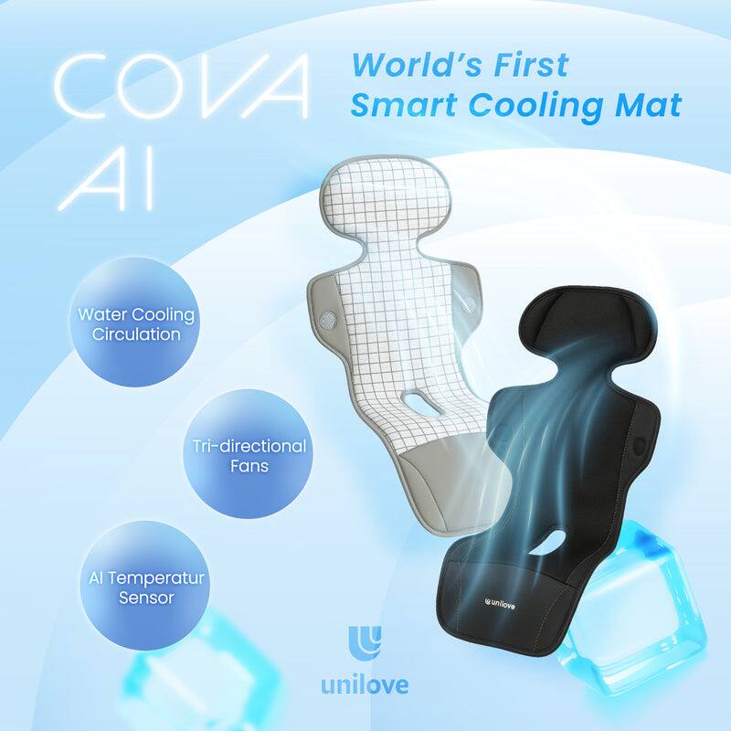 World's First COVA AI Smart Cooling Mat  
A Water Cooling Circulation Tri-directional Fans AI Temperature Sensor  
wunilove unilove