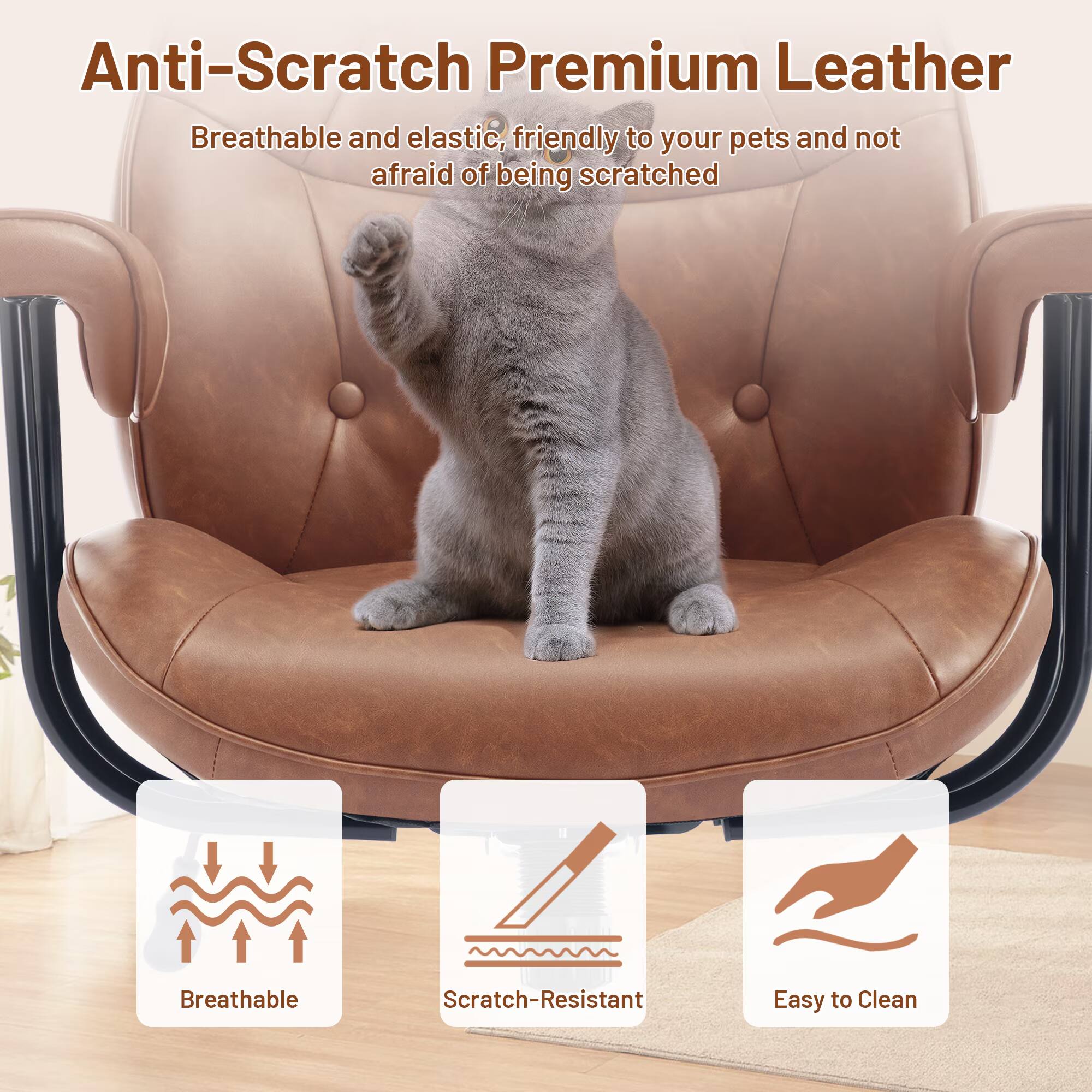 Anti-Scratch Premium Leather

Breathable and elastic, friendly to your pets and not afraid of being scratched

Breathable
Scratch-Resistant
Easy to Clean