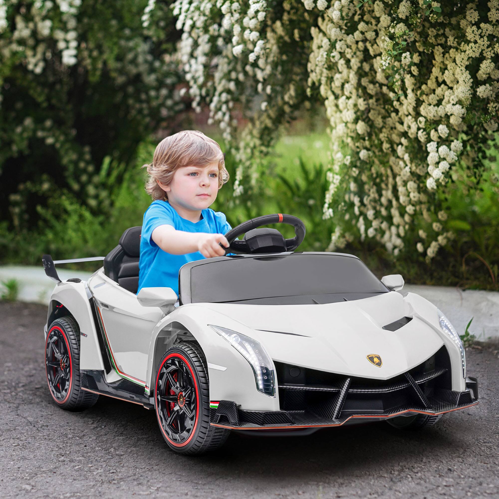 Alt View 1. Ecooso - 12V Licensed Kids Battery Ride-On Car, Electric Vehicle with Remote Control, Music, Suspension, and Lights - White.
