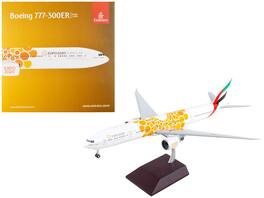 GeminiJets - Boeing 777-300ER Commercial Aircraft Emirates Dubai Expo 2020 White Orange Graphics Gemini 200 1/200 - White , Orange