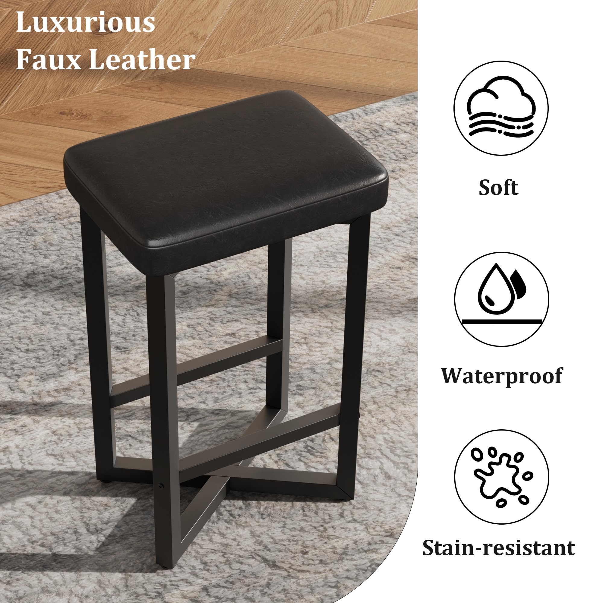Luxurious Faux Leather

- Soft
- Waterproof
- Stain-resistant