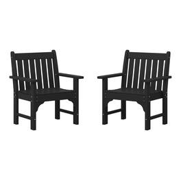 WestinTrends - Malibu Outdoor Patio HDPE Adirondack Dining Arm Chairs (Set of 2) - Black