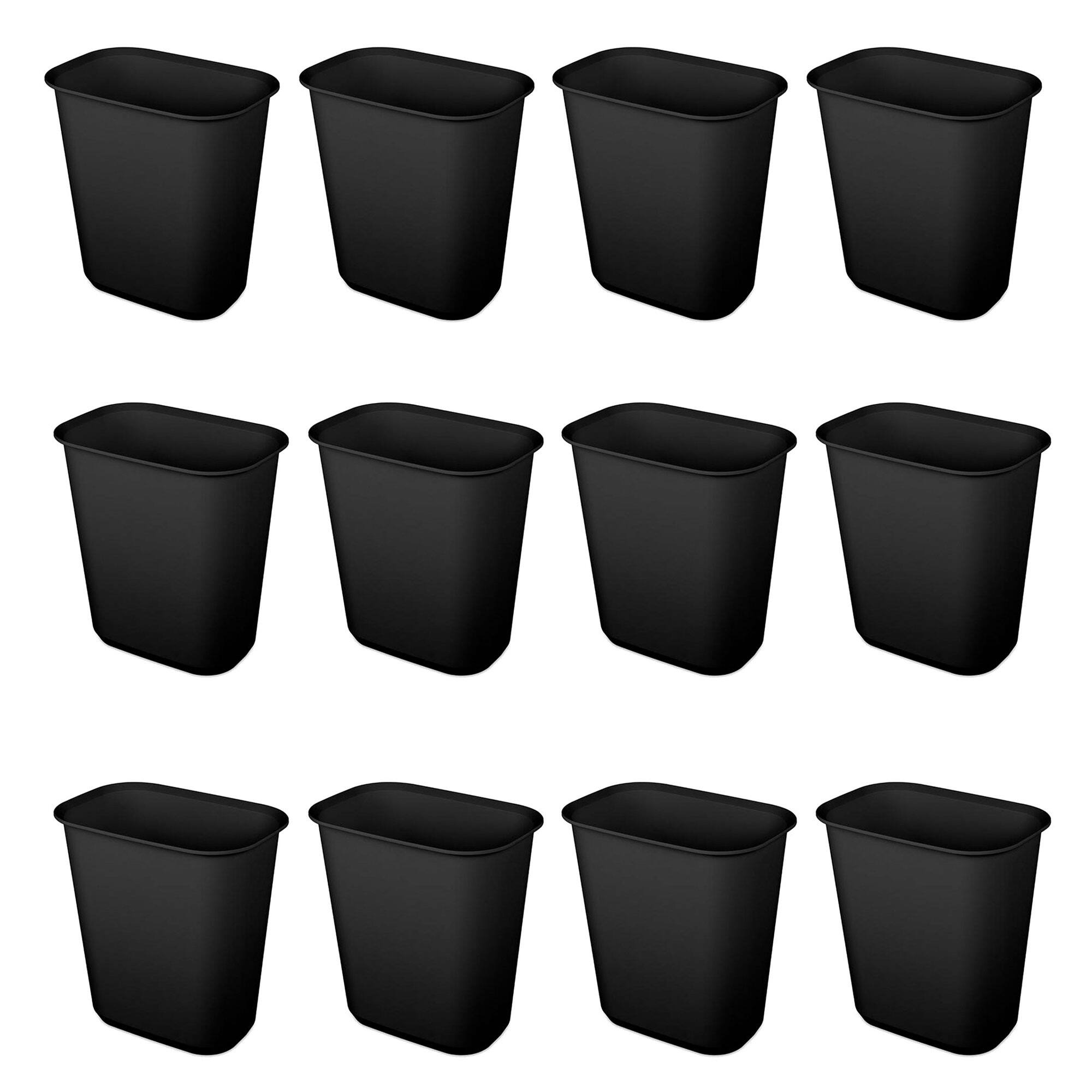 Front. Sterilite - Sterilite Rectangular Wastebasket 5.5 Gallon Open Top Trash Bin, 12 Pack, Black - Black.