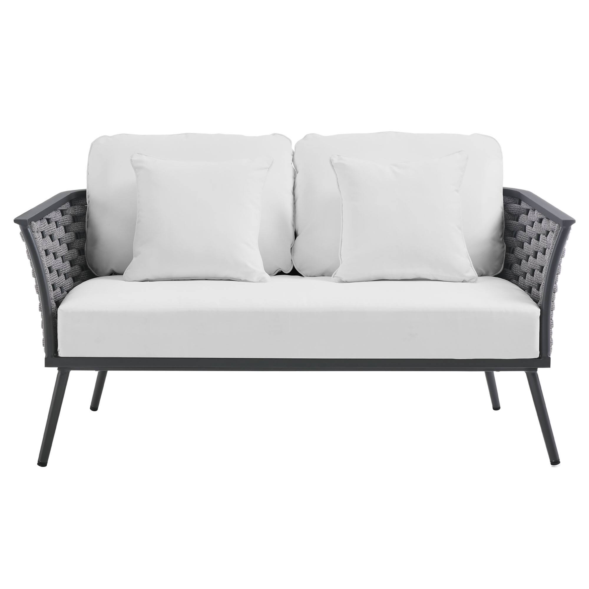 Alt View 3. Modway - Stance Outdoor Patio Aluminum Loveseat by Modway - Gray White.