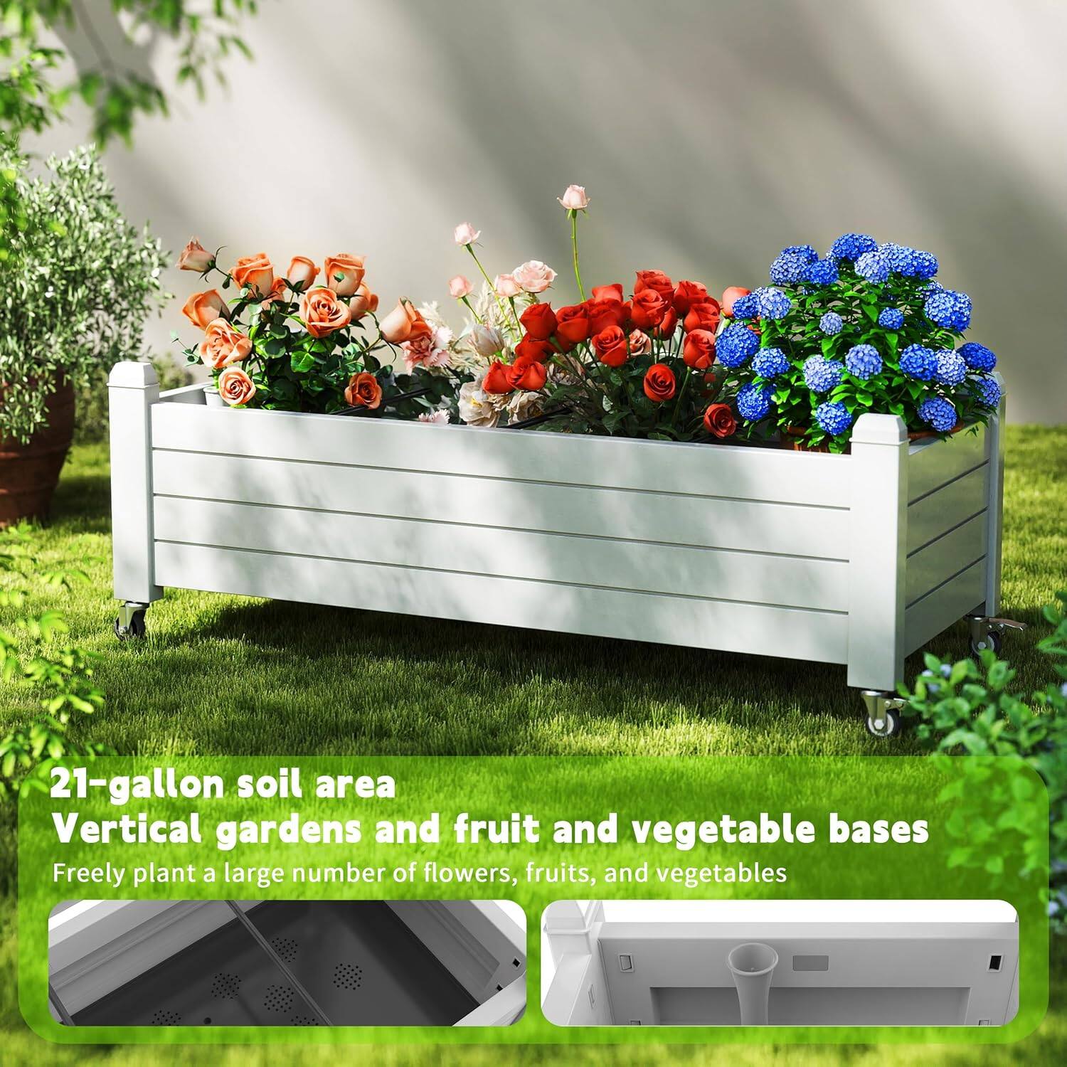 21-gallon soil area  
Vertical gardens and fruit and vegetable bases  
Freely plant a large number of flowers, fruits, and vegetables