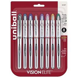 uni-ball - Vision Elite Rollerball Pens, Bold Point, Colors Ink, 8/Pack - Assorted