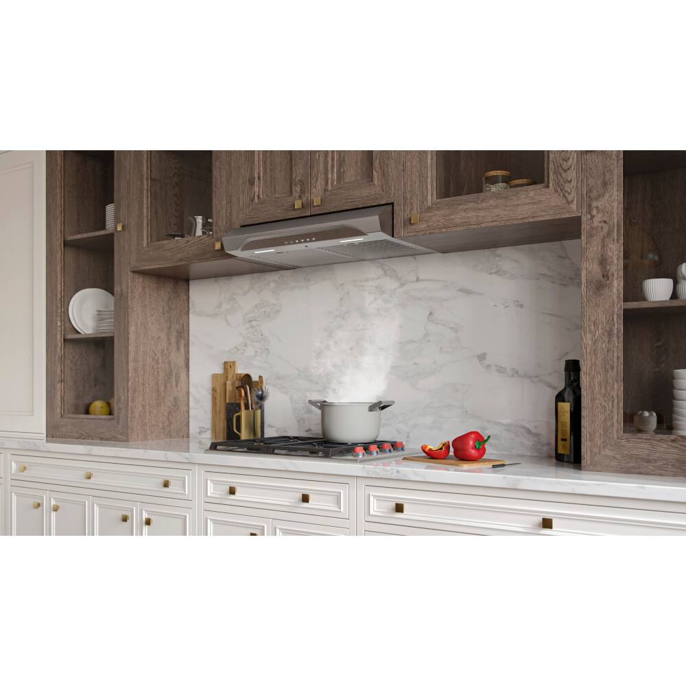 Alt View 13. Broan - Alta 30-Inch 640 MAX Blower CFM 0.8 Sones Stainless Steel Range Hood - Stainless Steel.