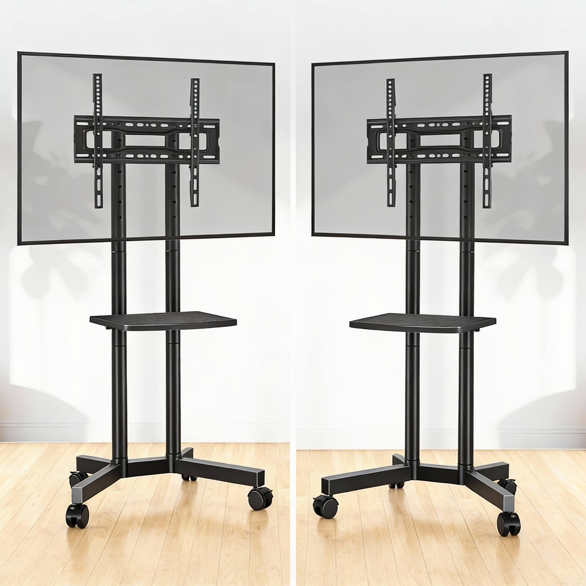 Alt View 1. Frangdom - Mobile Dual-Pole TV Cart 32-75" Height-Adjustable Lockable Wheels - BLACK.