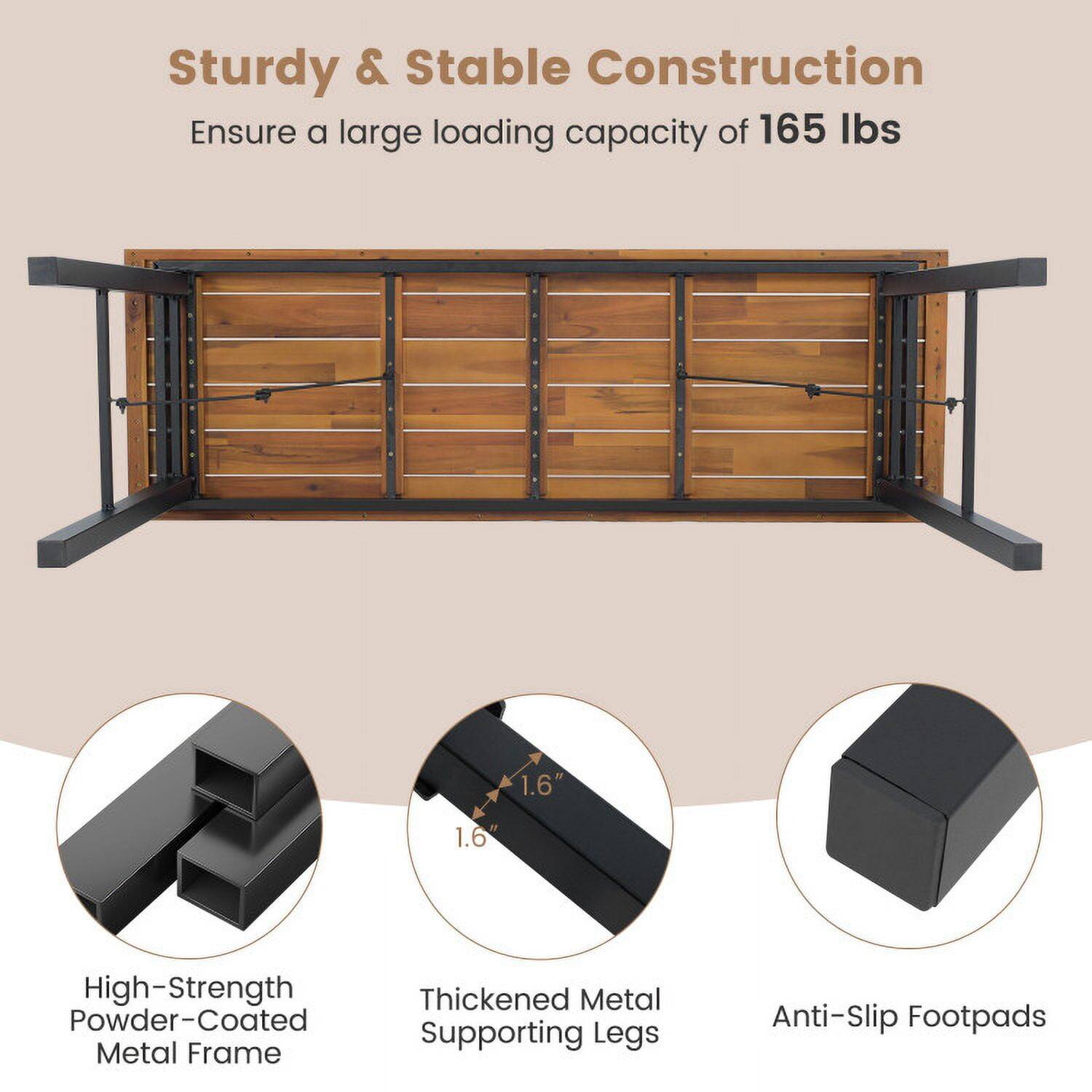 Sturdy & Stable Construction  
Ensure a large loading capacity of 165 lbs  

- High-Strength Powder-Coated Metal Frame  
- Thickened Metal Supporting Legs (1.6" x 1.6")  
- Anti-Slip Footpads