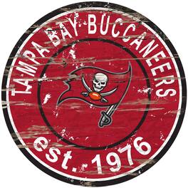 Fan Creations - Tampa Bay Buccaneers 23.5" Distressed Round Sign - Multicolor