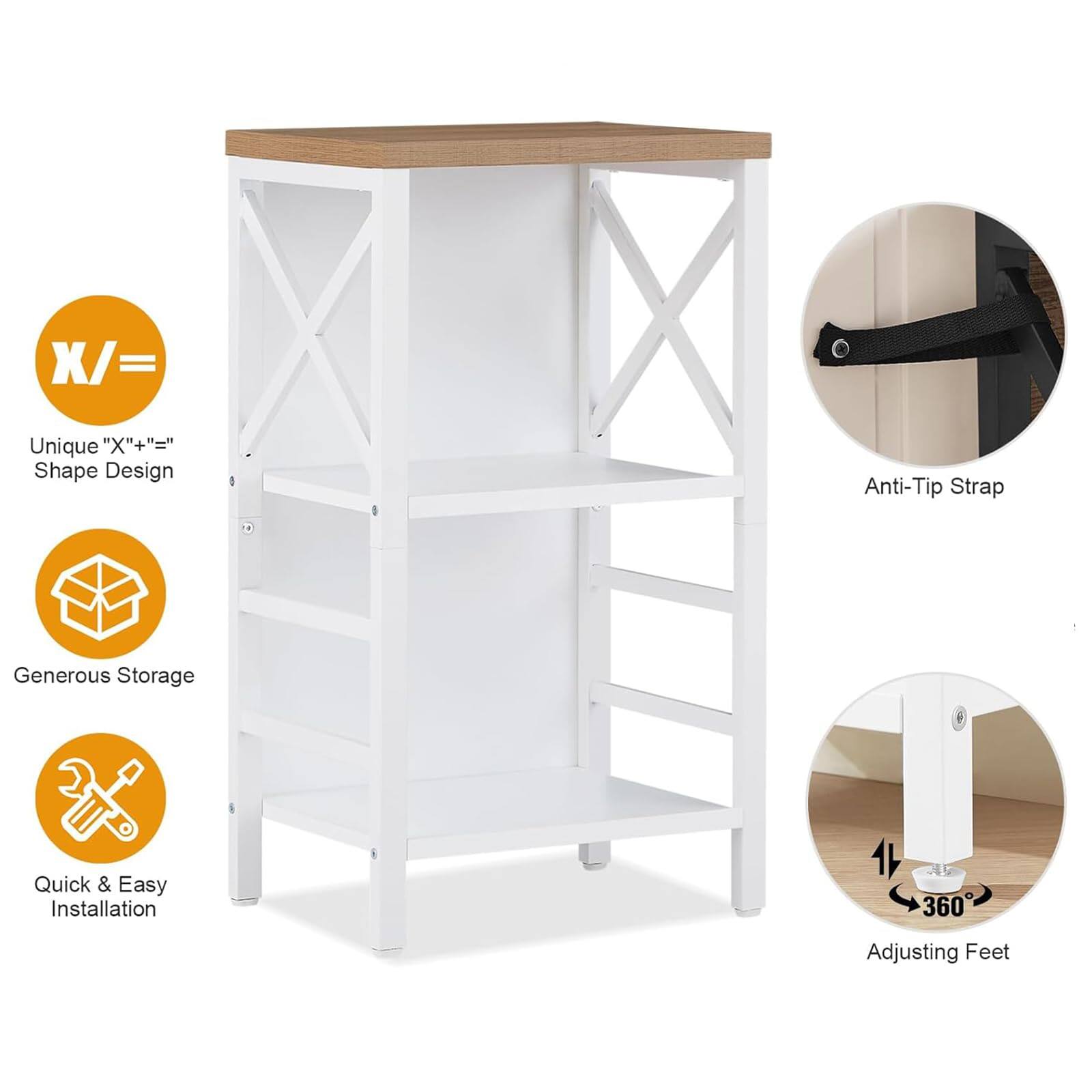 - Unique "X+" Shape Design
- Generous Storage
- Quick & Easy Installation
- Anti-Tip Strap
- 360° Adjusting Feet