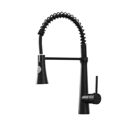 Front. Boyel Living - Black Stainless Steel Faucet Single-Handle Faucet Pull-Down Sprayer Kitchen Faucet - Black.