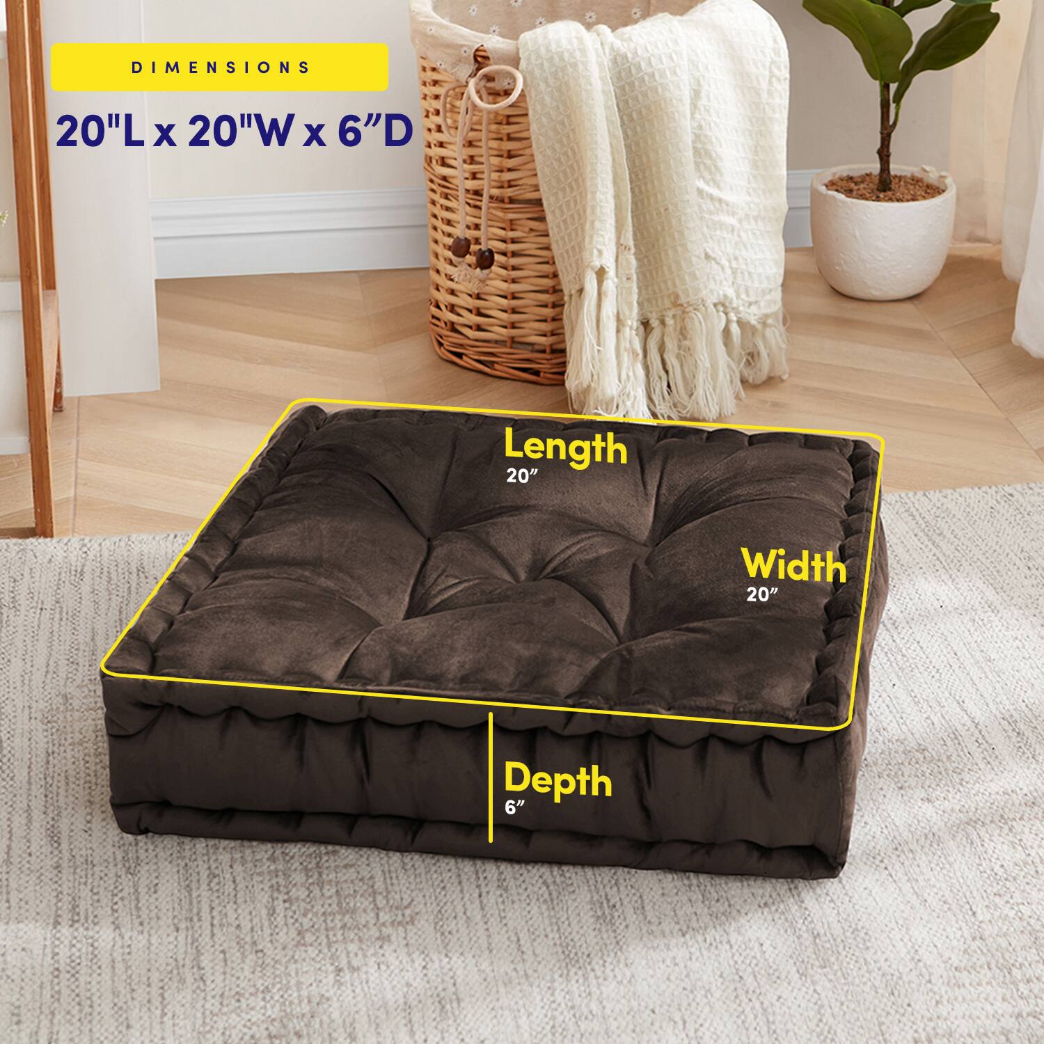 DIMENSIONS  
20"L x 20"W x 6"D  

Length 20"  
Width 20"  
Depth 6"