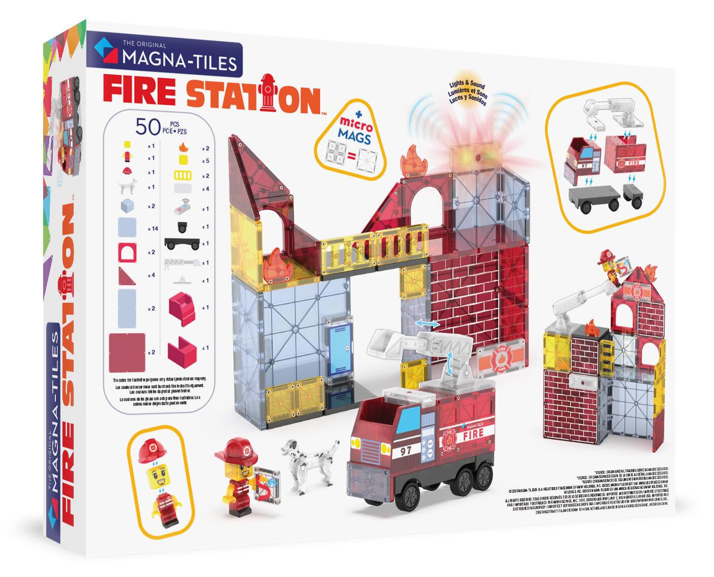 **THE ORIGINAL MAGNA-TILES**

**FIRE STATION**

**50 PCS + 2 MAGS**

- 1 x 1
- 1 x 2
- 1 x 3
- 1 x 4
- 1 x 5
- 2 x 1
- 2 x 2
- 2 x 3
- 2 x 4
- 2 x 5
- 4 x 1
- 4 x 2
- 4 x 3
- 4 x 4
- 4 x 5
- 1 x 14
- 1 x 12
- 1 x 10
- 1 x 8
- 1 x 6
- 1 x 4
- 1 x 2
- 1 x 1
- 1 x 1
- 1 x 1
- 1 x 1
- 1 x 1
- 1 x 1
- 1 x 1
- 1 x 1
- 1 x 1
- 1 x 1
- 1 x 