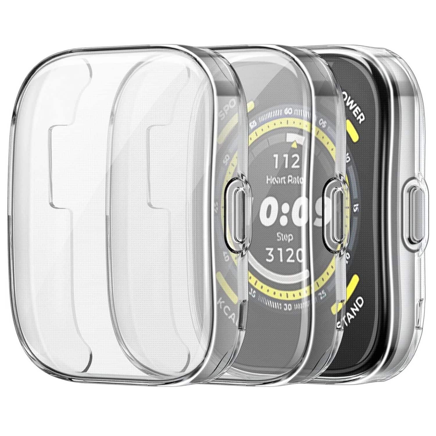 Stock Preferred - 3 Packs Screen Protector Case for Amazfit Bip 5 Soft TPU Plated Bumper Cover - Clear