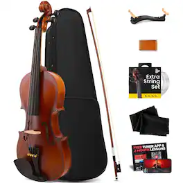 Pyle - 1/4 Size Beginner Violin Kit, Includes Travel Case, Bow, Extra Strings, Tuner for Kids/Adults - PGVILN14